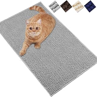 VIVAGLORY Cat Litter Mat Softgrip Litter Trapping Mat, 35"&times; 25", Grey | Litterbox Rug Box Catcher for Indoor & Floor, Easy Clean Washable Less-Mess Waterproof for Cat