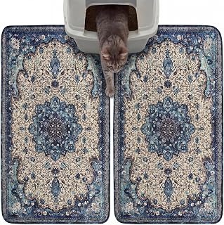 Hompet Cat Litter Mat 2 Pack, 18x28 Machine Washable Trapping Mats for Cats, Super Absorbent & Urine-Proof Cat Litter Box Mat for Floor, Waterproof & Non Slip Kitty Litter Rug