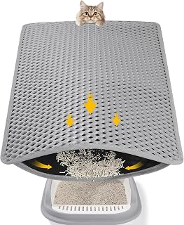 Double Layer Cat Litter Mat, Waterproof Non-Slip, 24 x 15 Inch | Honeycomb litter trapping, EVA soft paw-friendly material, urine-resistant layer, easy shake or rinse clean
