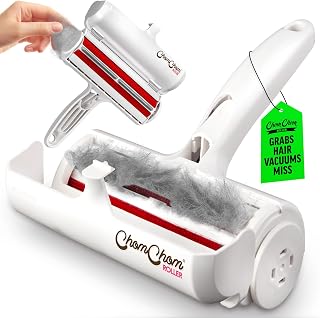 ChomChom Roller Pet Hair Remover &ndash; Original Size Reusable Lint Roller for Cat & Dog Hair on Furniture, Couch, Carpet, Car, Rugs & Bedding &ndash; Portable, Eco-Friendly (White)