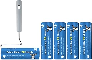 Extra Sticky Large Surface Lint Roller, 6.3'' Giant Lint Roller for Pet Hair, Lint Remover Roller for Cat Hair, Clothes, Furniture (1 Handle + 450 Sheets)