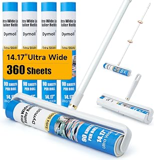 Dymoll 14.17" Large Lint Rollers for Pet Hair Extra Sticky, 360 Sheets Roller with Long Handle for Cleaning Carpets, Clothing, Couch, Furniture Wall Cleaner Mop Dust Remover
