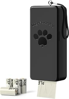 qeerable Dog Poop Bag Dispenser, Wall-Mounted Dog Bag dispenser Outdoor or Indoor for Doggy and Pets, Black Poop Holder for Yard and Park, Included 4 Rolls (60 Bags)
