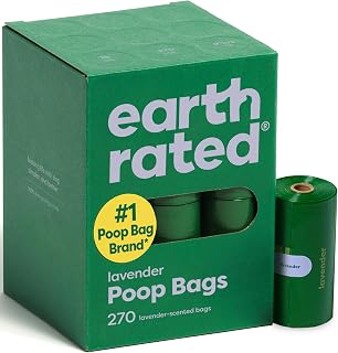 Earth Rated Dog Poop Bags on Refill Rolls, 270 Bags, Lavender | Guaranteed Leak Proof and Extra Thick Waste Bag Refill Rolls