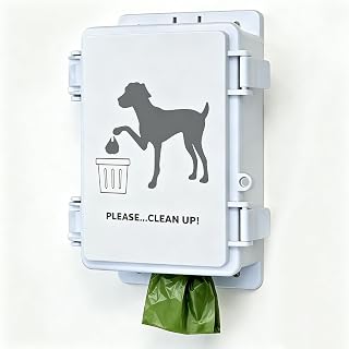 Dog Poop Bag Dispenser Wall Mounted Waterproof Outdoor Pet Waste Bags Dispenser Station Stake, Pole, Fence Mounted fits Home, Porch, Back Yard (white,only dispenser)