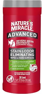 Nature's Miracle Advanced Pet Stain & Odor Eliminating Wipes, 30 Count | Enzymatic Cleaner Eliminates Tough Pet Messes, Quick Clean-Up For Hard Surfaces, Safe For Pets and Home*, Fresh Scent