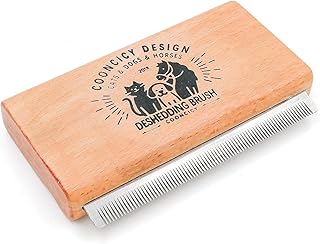 Deshedding Dog Brush with Wood Handle | Deshedding Comb, Undercoat Brush, Dog & Cat Hair Grooming Tool