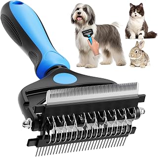 3-in-1 Professional Pet Grooming Brush for Dogs & Cats &ndash; Dematting Comb, Undercoat Rake & Deshedding Tool for Long & Short Hair, Heavy Shedding & Matted Fur (Blue)