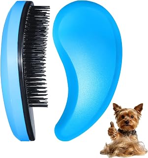 Small Dog Brush, Skin-friendly Soft Bristles (Blue) | Puppy Hair Brush, Massage and Bath Supplies, Pet Grooming Tool for Teddy, Yorkies, Maltese, Shih Tzu, Chihuahua, Maltipoo