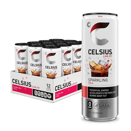 CELSIUS Sparkling Cola, Functional Energy Drink 12 fl oz Can (Pack of 12)