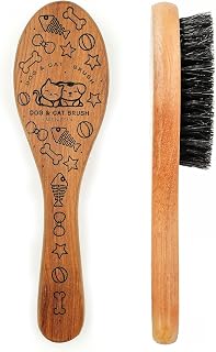 Soft Cat and Dog Grooming Brush for Small & Large Pets | Soft Boar Bristles, Wood Handle, Small Size, Gentle Grooming for Long & Short Hair