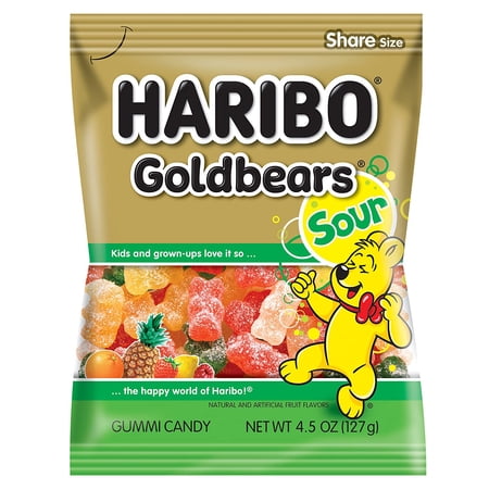 HARIBO Gummi Candy, Sweet & Sour Goldbears, Gummy Bears with A Twist, 4.5 Ounce (Pack of 12) Delicious Soft and Chewy Snacks, Assorted Fruity Flavors