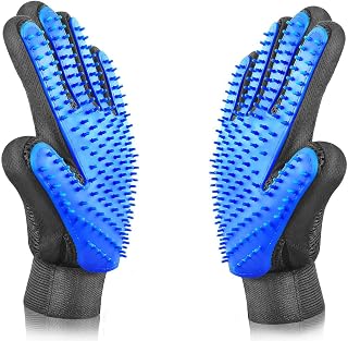 VeniCare Pet Grooming Glove - Gentle Deshedding Brush Glove - Efficient Pet Hair Remover Mitt - Massage Tool with Enhanced Five Finger Design - Perfect for Dogs & Cats with Long & Short Fur