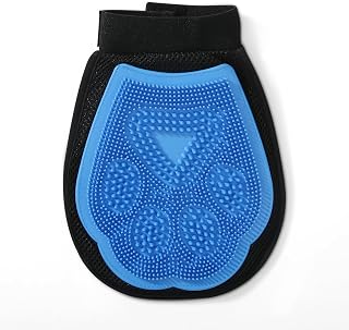 Wags & Wiggles Dual-Sided Dog Grooming Glove, One Size, 1 Count | Rubber and velour sides, 2-in-1 design, wet or dry use, brushing massaging and fabric fur removal
