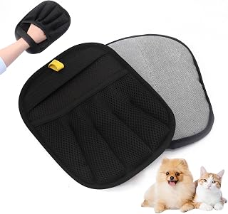 Pet Hair Removal Glove, Five‑Finger Fixed Static Pet Grooming Mitt, Breathable Mesh Back Deshedding Glove, Washable Reusable Fur Remover Tool for Dogs and Cats