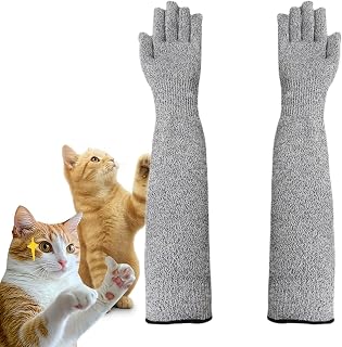 Ultra-Flexible Pet Handling Sleeves: 15.7&rdquo; Kevlar Scratch-Resistant Gloves for Cat Grooming, Nail Trimming & Arm Protection