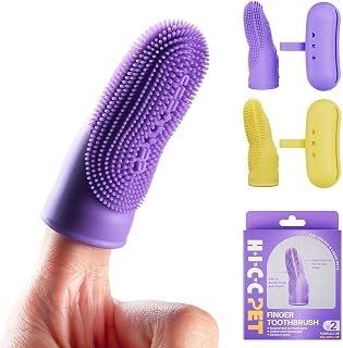 HICC PET Dog Finger Toothbrush, Dual-Sided Soft Silicone, 2-Pack | Ergonomic anti-slip finger toothbrush for medium and large dogs, providing a comfortable grip and better brushing control.
