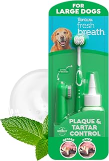 TropiClean Fresh Breath Dog Tooth Brushing Kit for Large Dogs | dog toothpaste