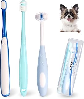 Ultra Soft Nano Dog Toothbrush Kit for Small Breed Pet 3 Styles | For Dogs or Cats; 360 Dog Toothbrush; Silicone; Small Head; Portable Case