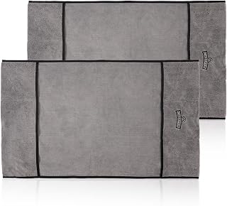 Microfiber Dog Grooming Bath Towel: Super Absorbent Soft Pet Grooming Towel Bath & Shower Supplies - Large Towels to Drying Dog Cat Pets Drying & Grommers (Gray, 2 Pcs)