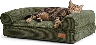 FUKUMARU Dog Couch Bed, Corduroy Cozy Cat Bed, Waterproof, Washable Cover | 28in Orthopedic Dog Beds Sofa for Small Dogs and Large Cats, Cute Warm Cotton Pet Sofa