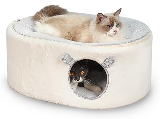 Zoratoo Enclosed Cat House for Indoor Cats, Pet Cave with Washable Cover | Portable Raised Pet Bed, Sturdy Metal Frame, Detachable Washable Cover, Oval Shape Cuddle Bed for Sleeping Kittens
