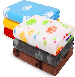 LINENLUX Fleece Dog Blankets 6-Pack, Soft Stretchy for Small Medium Puppy | Keeps pets warm and cozy; 6-pack set for small, medium large; for couch, bed, rescue, adoption