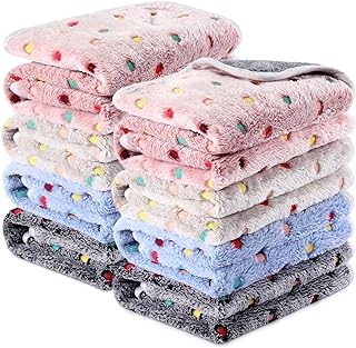 Tudomro 8 Pcs Guinea Pig Fleece Cage Liners, Dot, 12 x 12 Inch | Washable Reusable Small Animal Bedding, Absorbent Blankets for Ferret Chinchilla, Soft Fleece Mat Pads Protect Furniture