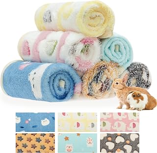 CUSOZWO Guinea Pig Bedding Mat 6 Pack, Soft Fleece Small Pet Blankets | Washable Small Animal Cage Liners Sleep Mat Accessories for Rat, Rabbit, Hamster, Hedgehog (13.7x13.7in)