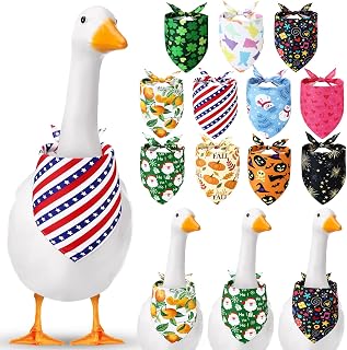 11 Pcs Porch Goose Bandana Outfits 23" Adjustable, Fresh | Holiday Seasonal Accessories for Outdoor Yard, Summer Fall Patterns Include Pumpkin Watermelon Clover, Fits Goose Statues