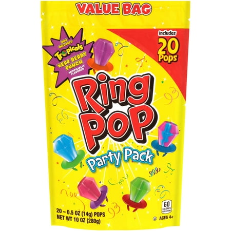 Ring Pop Individually Wrapped Bulk Variety Party Lollipop Suckers with Assorted Flavors Fun Candy for Birthdays & Celebrations, Original, Mixed Fruit, 20 Count
