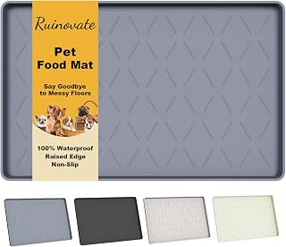 Extra Thick Dog Food Mat Waterproof with Raised Edge 19" x 12" | Silicone Multipurpose Mat, Under Sink Cabinet Protector for Kitchen, Bathroom, Shelf, Pet Feeding, Boot & Plant Trays