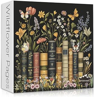 Wildflowers Puzzles for Adults 1000 Pieces, PICKFORU Wildflower Pages Jigsaw Puzzle, Vintage Book Puzzles for Book Lover, Plant Floral Flowers Puzzle as Home Decor