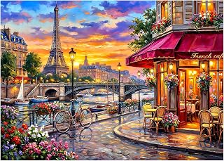 1000 Piece Puzzle for Adults, Scenic Eiffel Tower Jigsaw Puzzles | Eiffel Tower Puzzles for Adults 1000 Pieces,Challenging Family Puzzle with Letters on Back,Puzzles for Family Game Night