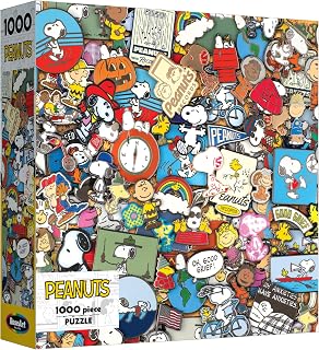 RoseArt - Peanuts - Peanuts Pins - 1000 Piece Jigsaw Puzzle for Adults - Snoopy, Charlie Brown & Woodstock Collectible Collage &ndash; Vibrant Peanuts Artwork &ndash; 26.625 x 19.25 Inches
