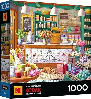 RoseArt Kodak Premium Soap & Candle Shop 1000 Piece Jigsaw Puzzle | 26.625" x 19.25" Finished Size, Puzzle for Adults, Fully Interlocking Pieces, Bonus Poster Included, Made in USA