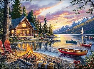 Jigsaw Puzzle for Adults 500 Pieces &ndash; 500 Piece Puzzle with Scenic Cabin, Interlocking Adult Puzzles, Letter Clues, Home Decor Gift | 20.5 x 15 in