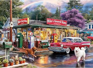 500 Pieces Puzzle for Adults, Puzzles for Adults 500 Pieces, Vintage Gas Station Car Dog Jigsaw Puzzle, Challenging Perfect for Game Nights, 20.5 X 15 in