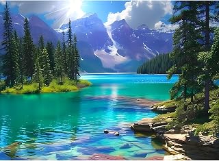 500 Pieces Puzzles for Adult Jigsaw Puzzle 500 Piece Puzzle Elderly Puzzle | Mountain Forest Lake Puzzles Gift for Mom Dad Family Friend Family Activity Games Home Decor Wall Art 20.5x15IN