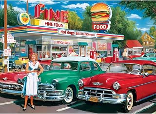 500 Pieces Jigsaw Puzzles, Retro Car and Food Station Jigsaw Puzzles