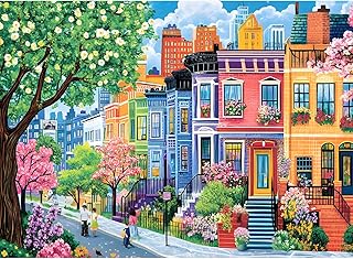 500 Pieces Puzzles for Adults, Spring Puzzle for Adults Elderly, Colorful Street Jigsaw Puzzle, Recycled Paper Puzzle 500 Pieces, Family Activity Game Nights Gifts 20.5x15 in