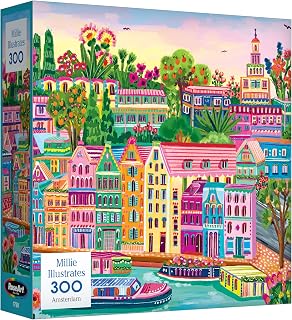 RoseArt - Millie Illustrates - Amsterdam - 300 Piece Jigsaw Puzzle &ndash; Vibrant Cityscape Artwork, Fun & Challenging Puzzle for Adults