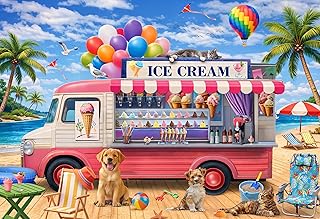 300 Piece Puzzles for Adults Kids Seniors - Ice Cream Truck - Summer Beach Jigsaw Puzzles
