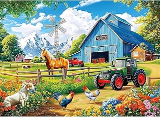 300 Pieces Puzzles for Adults,Farm Animals Puzzles for Adults,Large Piece Puzzle for Seniors,Fun Horse Jigsaw Puzzles,Puzzle for Kids Ages 8-10,Challenging Family Game