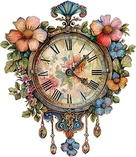 Jiroinlly Wooden Puzzles for Adults Flower Clock 500 Piece Jigsaw Puzzle | Wood Puzzle, Beautiful Wall Decor, FSC Certified Unique Shaped Puzzles, Creative Gift for Mother Family Game