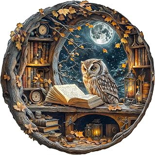 WOODBESTS Wooden Puzzles for Adults -Moonlit Owl Wood Puzzles Adult, 100Pcs | Unique Shape Animal Wooden Jigsaw Puzzle, Christmas Birthday Gifts for Puzzles Lovers (S, 8.5"x8.5")