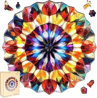 Ruikiyart Colorful Crystal Wooden Jigsaw Puzzles for Adults 200Pcs Unique Irregular Shape Laser Cut Puzzles for Family and Couples on Birthday, Father's Day, Christmas 11.3"x11.2"