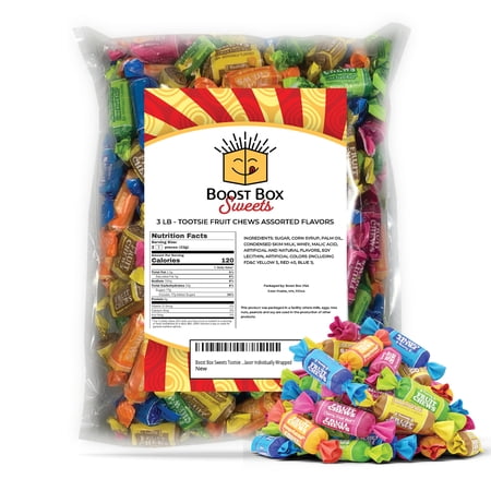 Tootsie Roll Fruit Chews 5-Flavor Individually Wrapped Bulk Multicolored Taffy Candy (3 Pound)