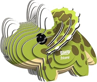 EUGY Triceratops 3D Puzzle, 28 Piece Paper Craft Kit for Kids 6+ | Screen Free Build, Finishes In About 30 Minutes, Pre Cut Parts, No Scissors Needed, Fun Facts Card, Stands As Shelf Decor