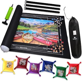 Black 2000 Pieces Jigsaw Puzzle Mat Roll Up | Unique Design, Portable Puzzle Board for Adults, Stow and Go Puzzle Saver | Puzzle Keeper Storage Saver 2000 1500 1000 500 Piece Puzzles